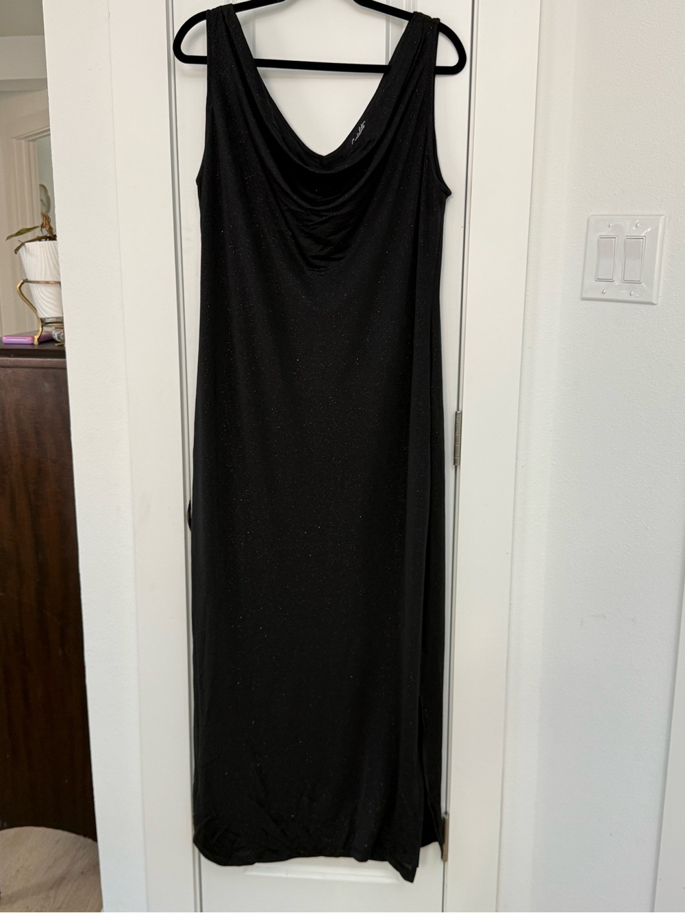 Haute Monde Black Sleeveless Cowl Neck Maxi Dress with Subtle Sparkle